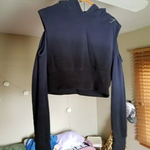 Cropped open shoulder sweatshirt